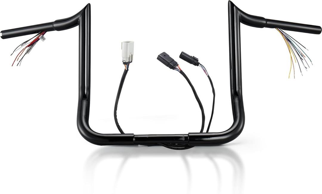 MoKitDora Street Electra Glide Prewired Handlebar 10" Rise Ape Hanger Bagger Meathook Bars for Harley 2008-2013 FLHX FLHT Ultra Limited Classic, Black