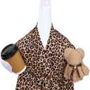 Celltestria Lady Goose Outfits for 23" Geese Bathrobe Brown Leopard Porch Goose Costume Coffee Cup Bear Cucumber Eye Mask Goose Clothes for Outdoor Patio Yard Lawn Garden Decoration