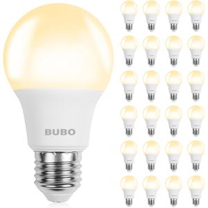 BUBO A19 LED Light Bulbs, 60 Watt Equivalent LED Bulbs, Soft White 2700K, 800 Lumens, E26 Standard Base, Non-Dimmable, 8W Soft White LED Bulbs for Bedroom Living Room Home Office, 24 Pack
