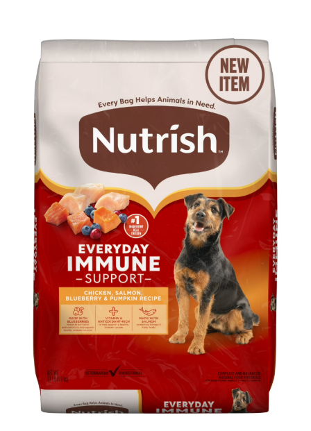 Nutrish  Dog food chicken salmon blueberry and pumpkin recipe BBD: 06-13-26