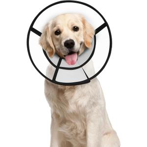 Dog Cone Collar After Surgery to Stop Licking, with Soft Waterproof Liner, Transparent PVC, for Large Medium Dogs, Elizabeth Neck Recovery Collar ALtermative(XS,Grey) (XXL)