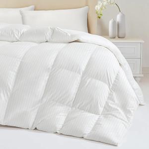 Down Feather Fiber Comforter King Size - All Season Luxury Hotel Duvet Insert, Medium Warmth, 750+ Fill Power Fluffy Premium Comforter, White Cotton Cover, 106'' x 90''