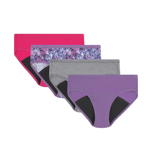 Hanes Girls' Comfort, Period. Boys'hort & Hipster Period Underwear, Moderate Protection, Multi-Pack 8
