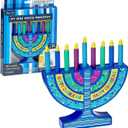 Rite Lite My Mini Wood Menorah with Removable Wood Candles - Colorful Chanukah Menorah for Kids Hanukkah Gifts Decorations Centerpiece, Jewish Holiday Party Favors Decor, Festival of Lights 5.75" H