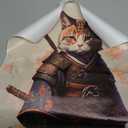 3Pcs Japanese Samurai Cat Wall Art Vintage Cool Cat Posters Prints Funny Animal Cat Pictures Paintings for Living Room Wall Decor Print Bedroom Home Artwork Unframed