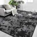 FlyDOIT Large Area Rugs for Living Room Bedroom, 7x10 Ft Tie-Dyed Dark Grey Ultra Soft Comfy Thickened Memory-Foam Indoor Carpets, Cozy Modern Floor Rug for Boys Girls Playroom Dorm Nursery Home Dcor