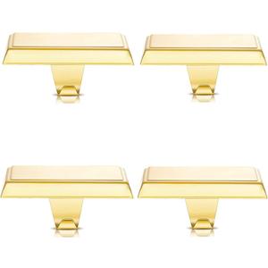 Tingtio Gold Stocking Holders for Mantle, Set of 4 Christmas Stoking Holder Weighted Flat Stocking Holders Hangers for Mantle Fireplace for Xmas Holiday Party Decoration