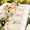 YOUBET 100PCS Ivory Scalloped Plastic Plates - Heavy Duty Disposable Fancy Hard Plates Include 50 Dinner Plate, 50 Dessert Plate, for Wedding & Party