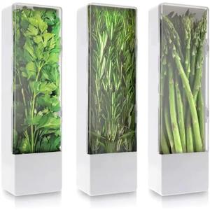 Herb Saver, Fresh Herb Keeper For Refrigerator, Cilantro Storage Container, Square Herb Saver Pod For Cilantro, Asparagus, Onion - Keeps Vegetables for 2-3 Weeks