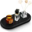 Bamboo Vanity Tray 11.4x6.1 inches, Decorative Vanity Tray for Bathroom Countertop Toilet Tank Farmhouse, Black