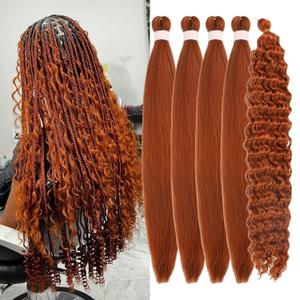 Bright Ginger Braiding Hair Pre Stretched for Boho Braids 26 Inch Curly Boho Hair for Braiding Knotless Prestretched Hair Extensions Deep Wave