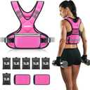 PACEARTH Adjustable Weight Vest 4-10lbs / 11-20lbs / 20-32lbs X-Shape Weighted Vest for Women and Men, Home Workout Ironsand Vest with Zipper Pouch and 6 Weight Packs,  Pink