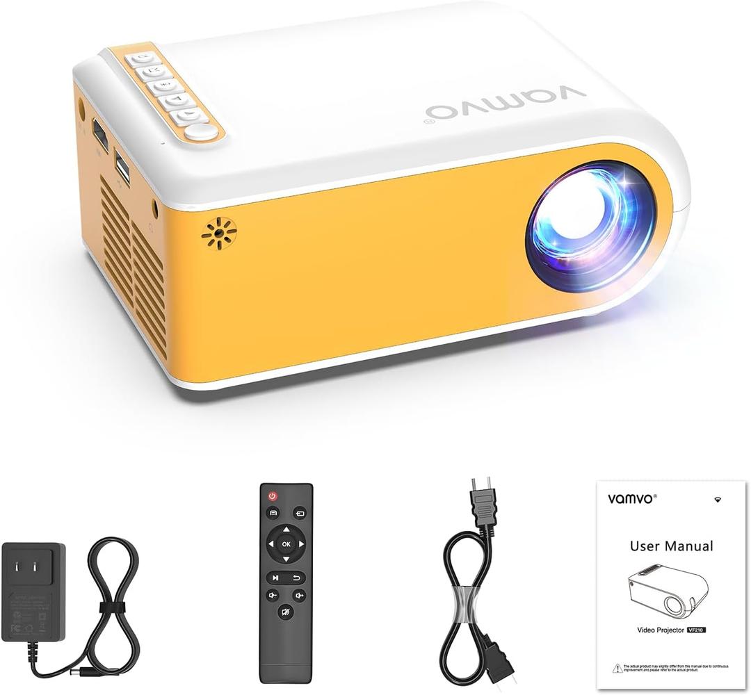 vamvo Mini Portable Projector Small VideoProjector for Home Theater Projectors, Outdoor Projectors Movie Use in Camping, Videos Can Be Easily Mirrored Directly to Projector