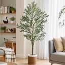 VECELO Artificial Olive Tree 6FT(72inch), Faux Olive Trees in Pot, Tall Fake Plant with Silk Leaves, Realistic Fruits and Dried Moss for Indoor Home Office Decor