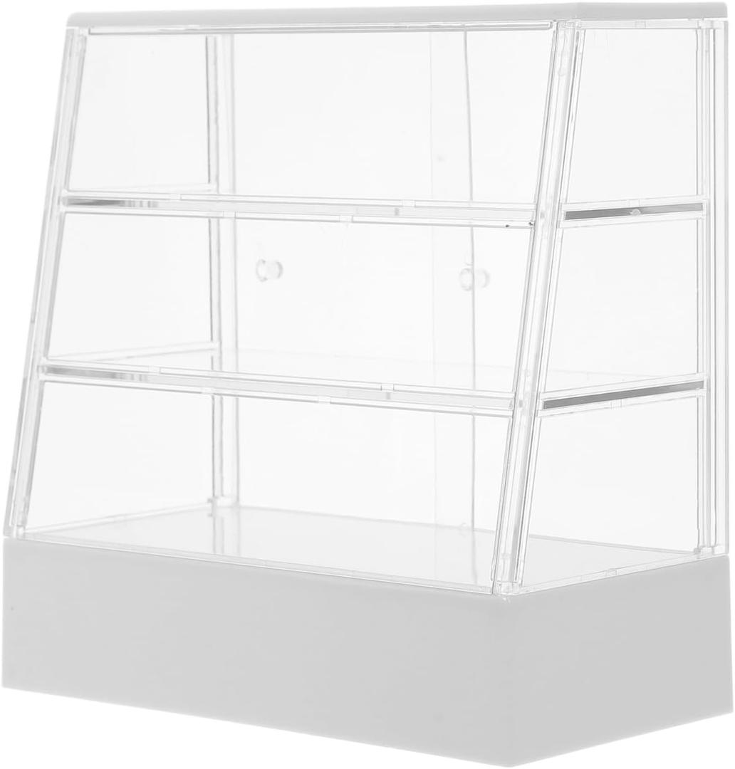Miniature Bakery Case Cake Stand Display Cabinet Counter Bakery Cupboard Bread Shop Model for Dollhouse Decoration White