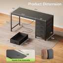 PRAISUN 47.2Inch Computer Office Desk with Power Outelts and USB-C Port, Reversible Gaming Desk with 4 Fabric Drawers, Work Study Desk Work from Home, Black
