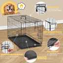 Dog Crate - Extra Large 48 Inch Double Door Portable Dog Cage, Metal Wire Pet Kennel with Secure Lock, Leak-Proof Pan Tray, Foldable Design for Dogs Pets Indoor Training and Outdoor Trave