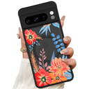 ZIYE Magnetic Case for Google Pixel 8 Pro 6.7 Inch [Compatible with MagSafe] Hard PC and Soft TPU Case with Orange Floral Flowers Anti-Scratch Shockproof Protection Phone Cover for Women