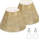 Rustic Lamp Shades Set of 2, Faux Leather Replacement Lampshades, 4.7" Top x 9.8" Bottom x 6.4" High, Small Lamp Shades for Table Lamps Bedside Lamps, Spider, Bulb Clip Adapters Included