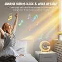 LED Table Lamp with Wireless Charger, G Shaped Night Light Lamp with Bluetooth Speaker, Sunrise Alarm Clock, Smart Mini Atmosphere Lamp for Bedroom, Office, Living Area (Black)