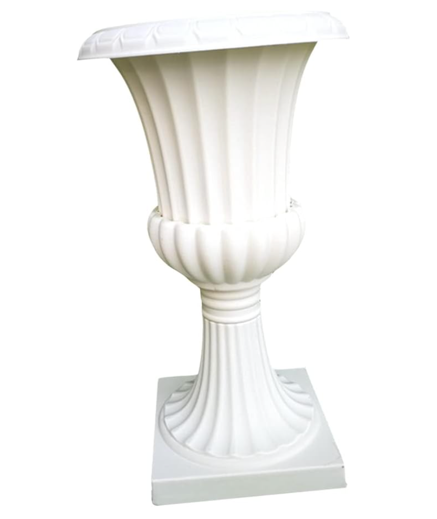 White Classic Urn Planter, Roman Column Flower Pot, Plant Container Decorative Pots Flower Planters for Indoor Outdoor Garden
