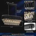 A AXILIXI Modern Rectangular Chandelier Black and Gold Crystal Chandeliers for Dining Room Linear Ceiling Pendant Light Long 32 Luxury Oval Chandelier 8 Lights for Kitchen Island Living Room