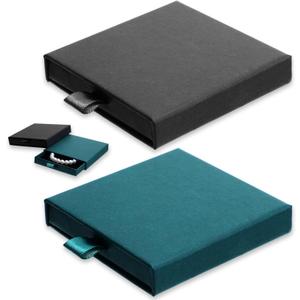 2 Pack Small Jewelry Gift Box, Cardboard Jewelry Box with Lids, Storage Case, Bracelet Gift Boxes for Necklace Ring Earring Bangles (Black, Dark Green)