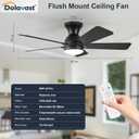 Ceiling Fans with Lights, 42 Inch Low Profile Ceiling Fan with Light and Remote Control, Flush Mount, Reversible, 3CCT, Dimmable LED, Quiet, Black Ceiling Fan for Bedroom, Kitchen