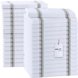 Avalon Kitchen Dish Towels Set (Value Pack of 30) Size 15x25 Inch, 100% Cotton Soft & Absorbent Kitchen Towels, Tea Towels, Reusable Cleaning Cloths for Household Cleaning (Grey)