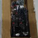 16 PCS Christmas Figurine Village Accessories, Mini Street Light Models with Brush Trees, Miniature Christmas Pathway Street Lamps Lantern Post for DIY Micro Landscape Fairy Garden