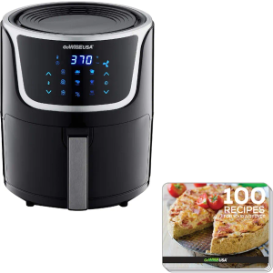 GoWISE USA GW22966 Fryer & Dehydrator Electric Air Fryer with Digital Touchscreen + Recipe Book, 5-Qt, Black/Silver