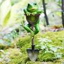 Frog Figurine Garden Statue Outdoor Decoration Frog with Shovel Plant Decor Landscape Resin Sculpture Gift Art Accessories Animal Ornament for Yard Lawn Patio Outside Backyard Home Pots