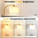 Floor Lamp for Living Room with Remote,Dimmable Tall Standing Lamps,Modern Floor Light with Smart RGB Bulb,App Control,3 Color Temperatures,Fabric Shades,Gold Floor Lamp for Bedroom Office Corner
