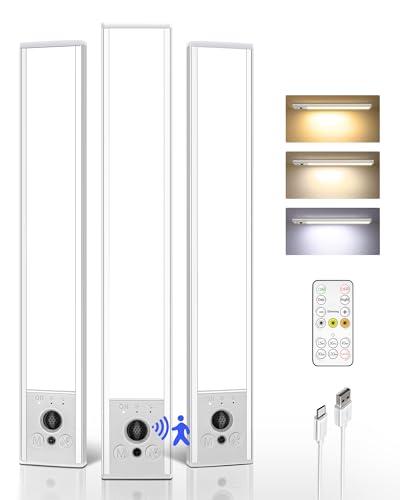 EZVALO 3 Pack Under Cabinet Lighting, 2400mAh Rechargeable Motion Sensor Light, 10inch Magnetic Closet Lights with Dimmable & 3 Color Temps, Wireless Motion Activated Lights with Remote for Kitchen - Amazon.com