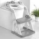 Meulife Potty Training Seat, Upgrade 2 in 1 Potty Training Toilet for Toddler, Toddler Toilet Seat for Boys Girls with Support Bar, Anti-Slip Pad and Step Stool (Grey) (Gray)