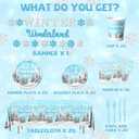 Winter Party Plates and Napkins,Blue Winter Wonderland Decorations Tableware 142pcs Snowflake Napkins and Plates Cups Tablecloth Banner for boy Winter Wonderland Birthday Decorations