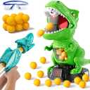 Dinosaur Shooting Boy Toys for Kids Age 3 4 5 6 7 8 - Moveable Shooting Game with Scoreboard, Light and Sound, 12 Foam Balls, Boy Toddler Toys 5-7 6-8 8-10, Competition Game Gifts (Green)