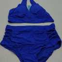 Yonique Womens Plus Size Bikini High Waisted Swimsuits Two Piece Bathing Suits Tummy Control Swimwear (Royal Blue)