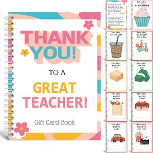 Motiskyy Teacher Appreciation Gift Card Book 7 x 5 Inch Great Teacher Greeting Card Organizer Book Keeper Thank You Gift Keepsake for Appreciation Week Classroom School