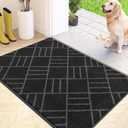 Non Slip Entryway Rug 20" x 32", Dirt Trapper Door Mat, Inside Washable Rug for Kitchen, Bathroom, Bedroom, Floor (1'8" x 2'8" (Rectangular), Charcoal)