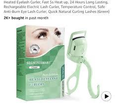 Heated Eyelash Curler, Fast 5s Heat up, 24 Hours Long Lasting, Rechargeable Electric Lash Curler, Temperature Control, Safe Anti-Burn Eye Lash Curler, Quick Natural Curling Lashes (Green)