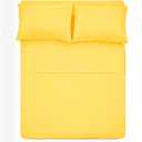 Best Season Cotton Queen Size Bed Sheets Set (Yellow Color) 4 Piece - 100% Cotton Sheet Sets with Envelope Pillow case Deep Pocket, Breathable, Durable & Easy to Clean