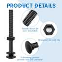 Zonon 12 Sets 3/8 x 4 Inch Black Carriage Bolt Kit Galvanized Carriage Bolt Set Includes Rust Resistance Washers and Nuts for Fastening Accessories