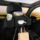 7-In-1 Car Seat Back Organizer with Cup Holders, Tissue Box, Garbage Can&Hooks, Multifunctional Headrest Storage Organizer, Headrest Cup Holder for Backseat, Car Accessories for Trips, Travels(Black)