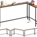 YATINEY Narrow Console Table with Outlets, 78.7" Sofa Table Narrow Long, L Shaped Behind Couch Entryway Table with Charging Station, for Living Room, Hallway, 3 Assembly Options, Rustic Brown CT17UBR