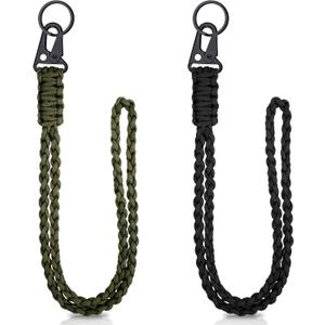 Frienda 2 Set Heavy Duty Paracord Lanyard Necklace Whistles Strap Braided 550 Keychain Lanyard for Outdoor Activities