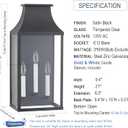 21"Large Classic Outdoor Wall Lantern Light For House Exterior,Handcrafted Satin Black Metal Cage Mounted Pocket Wall Sconce W/Clear Tempered Glass,Waterproof for Porch, Patio, Garage&Front Door E12