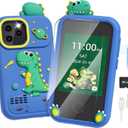 Smart Phone for Kids Toys Age 4-6, Christmas Birthday Gifts Dinosaur Toddler Toys for Boys 5-7, Touchscreen Dual Camera Kids Cell Phone for Boys Age 8-10, with Games, SD Card, Screen Protector