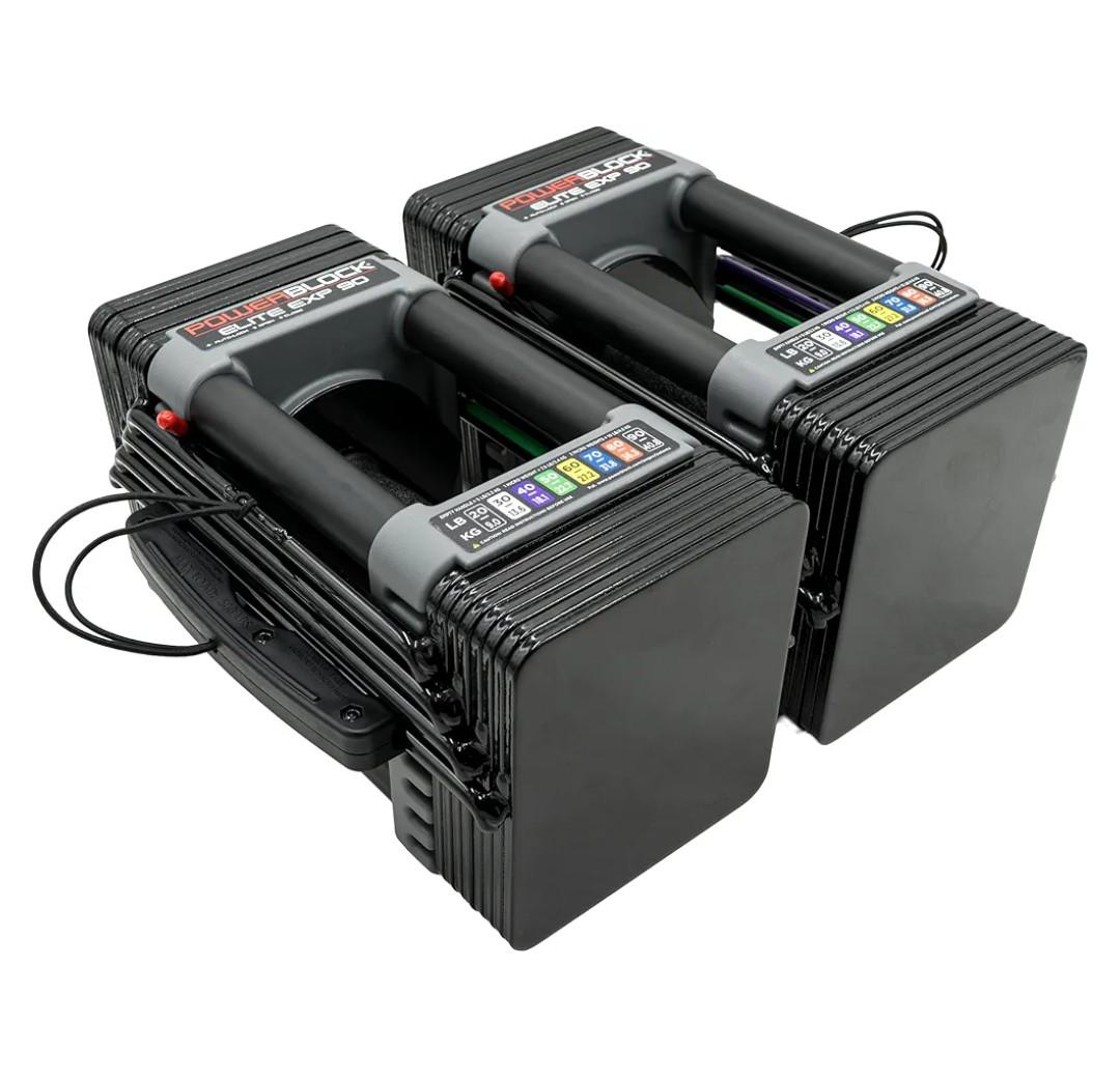 PowerBlock Elite EXP Adjustable Dumbbells, Sold in Pairs, Stage 1, 50 lb. Dumbbells, Durable Steel Build, Innovative Workout Equipment, All-in-One Dumbbells, Expandable with Expansion Kits