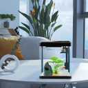 Betta Fish Tank Self Cleaning Glass 2 Gallon Small Nano Aquarium Starter Kits Desktop Room Decor w/LED Light Decorations & Whisper Filters Water Pump (Fish Tank)